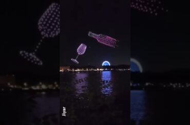The French city of Bordeaux celebrating wine with 400 drones and this wonderful scene: Cheers