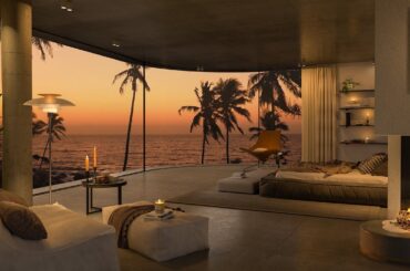 4K Cozy Bedroom in Night Coastal City | Summer Sunset Ambience with Smooth Piano Jazz Music