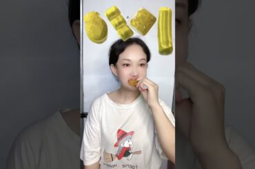 Yellow food series. The challenge of eating emoticon pack with gourmet girl