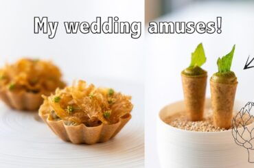 Cooking my wedding amuses! Onion & lovage cone and an artichoke & pistachio tartelette | Fine dining