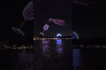 The French city of Bordeaux celebrating wine with 400 drones and this wonderful scene: Cheers