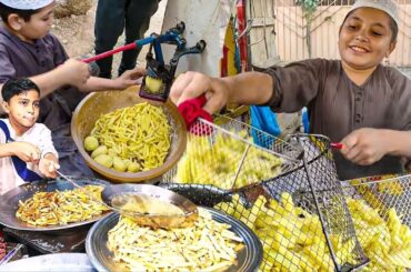 9 Years Old Kid Making Crispy French Fries | Perfect French Fries Recipe | Hardworking Afghani Kid