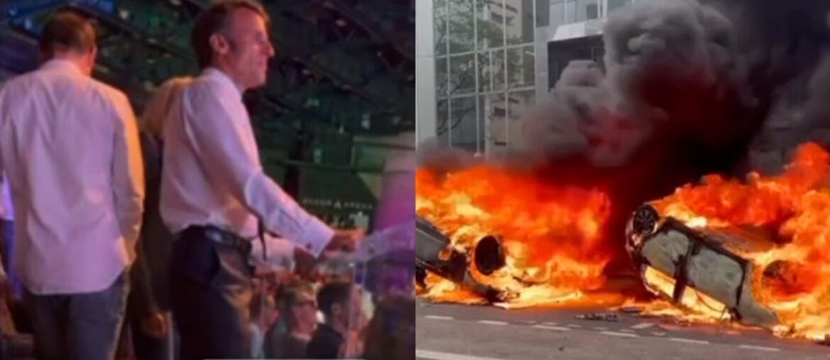 President Macron filmed dancing at Elton John gig as France burns President Macron filmed dancing at Elton John gig as France burns