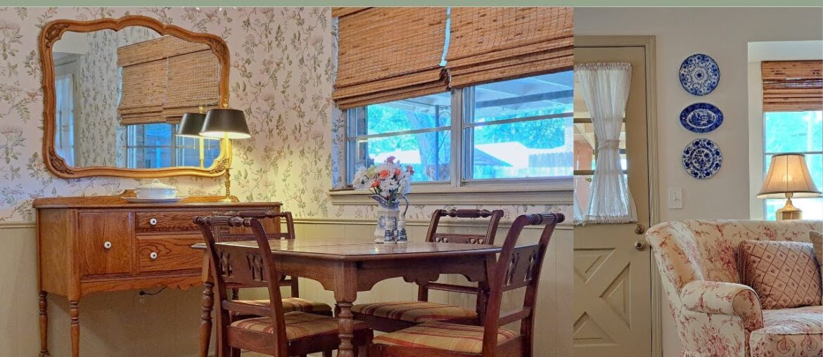 English Country DINING Room Makeover ~ Cottage Home Decorating Ideas + WALLPAPER