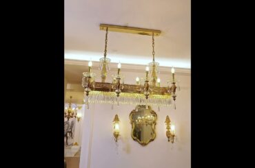 Gorgeous French Brass Crystal Dining Chandelier
