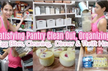 Satisfying Pantry Clean Out, Organizing, Egg Bites, Cleaning, Dinner, & Thrift Haul! Around The Hou