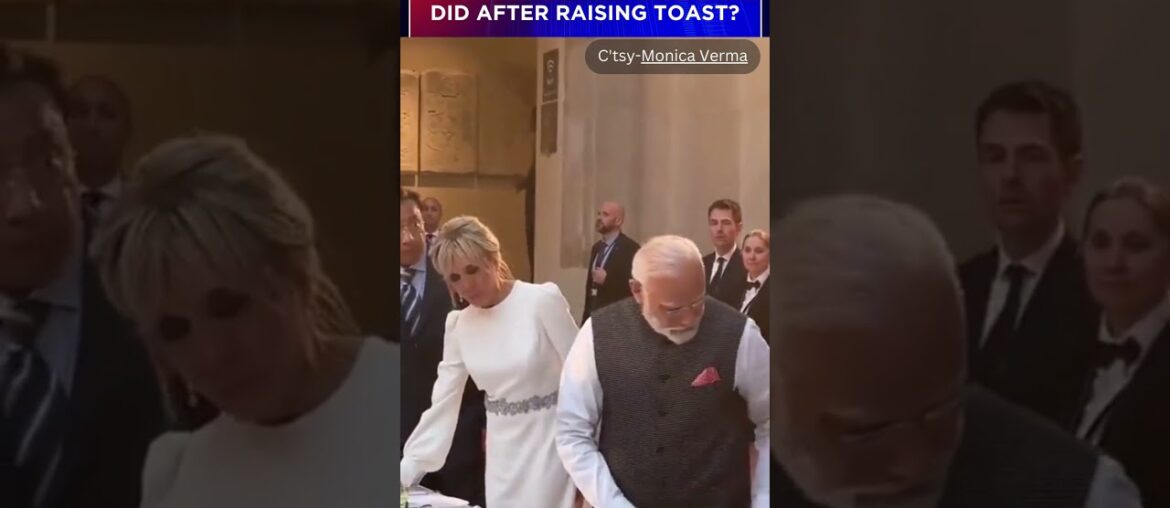 PM Modi Raises Toast At Dinner With French Prez, Puts The Glass Aside #shorts PM Modi Raises Toast At Dinner With French Prez, Puts The Glass Aside #shorts