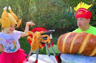 Stacy and Dad play restaurant