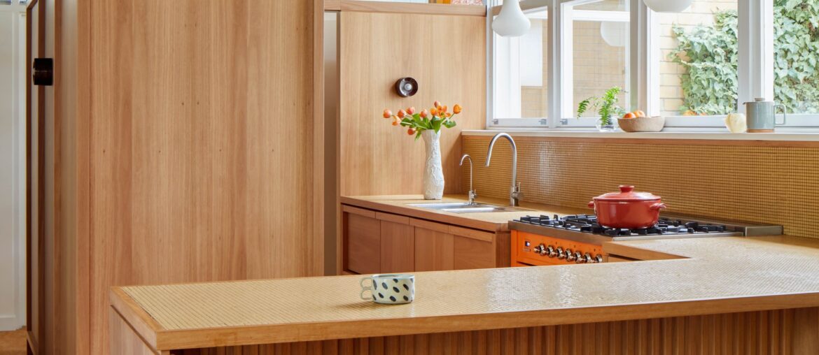 Timber-filled kitchen in a renovated Mid-century home, City Beach, Perth, Western Australia [4000x5200]