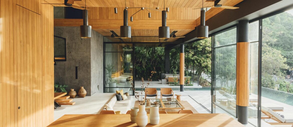 Dining and living room, overlooking balcony with pools to hillside [2000 x 1333] Lombok, Indonesia