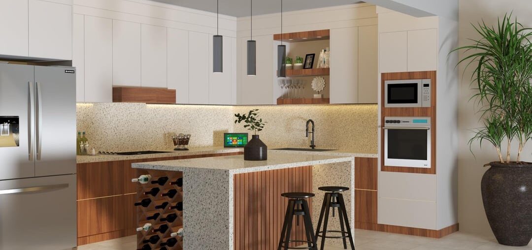 Cedar wood custom-made kitchen. México