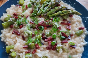 Risotto asperges & chorizo grillé