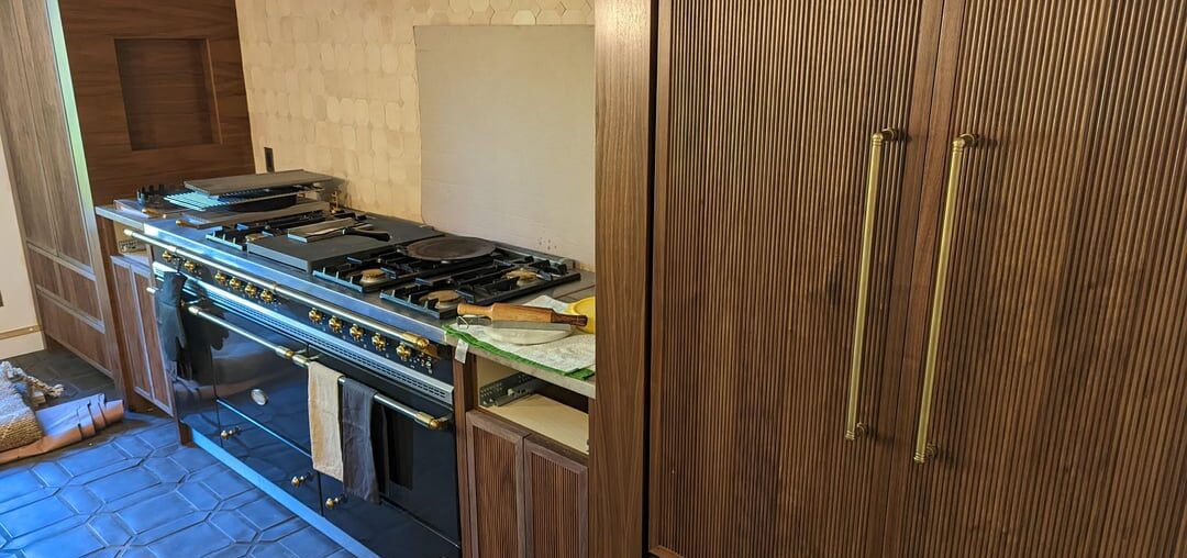 Lacanche 60' range, 36' SUBZERO W/ custom panels