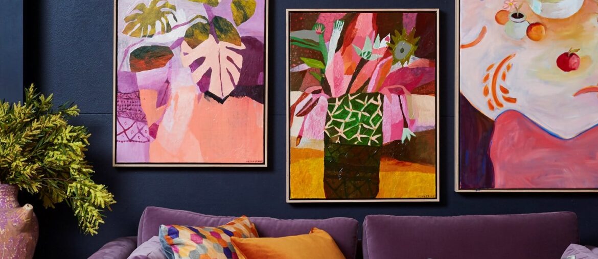 Bright, Art-Filled Sitting Room Designed by Lucy Fenton in Melbourne, Australia. [1400x2100]