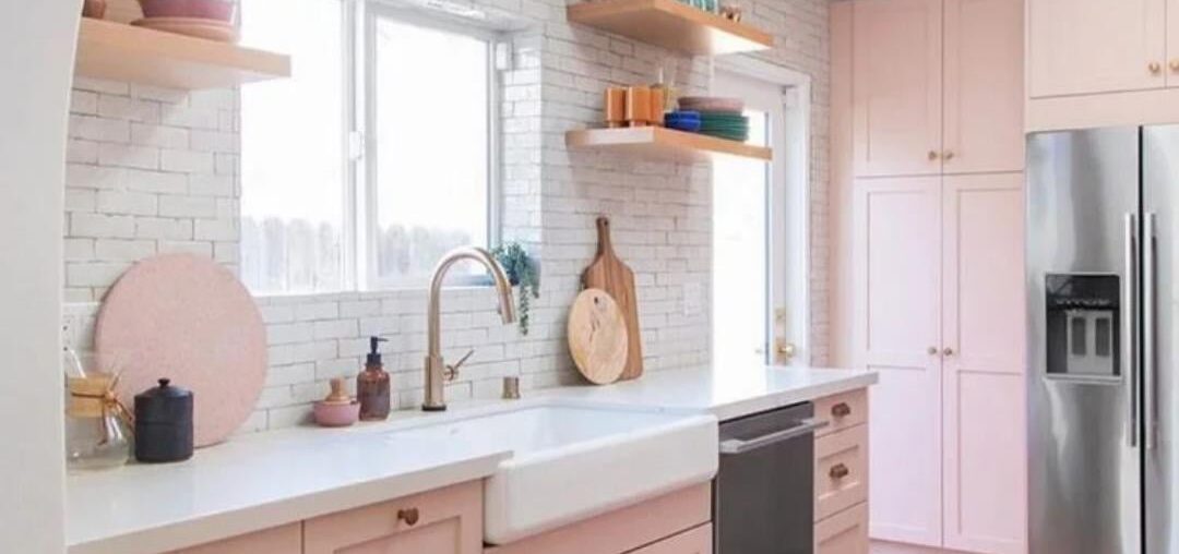Pretty Pink Kitchen Redo by Kelly Mindell in her Los Angeles Home