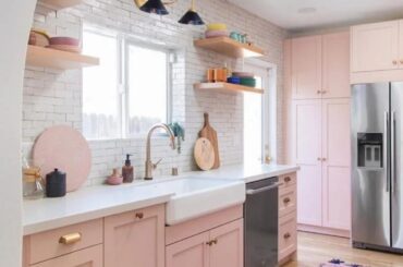 Pretty Pink Kitchen Redo by Kelly Mindell in her Los Angeles Home