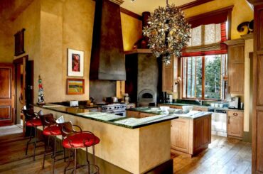 Large modern kitchen with a view