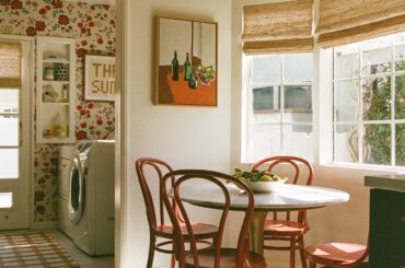 Breakfast corner in a renovated 1940s ranch-style house full of floral patterns, Westchester, Los Angeles [1296x1728]