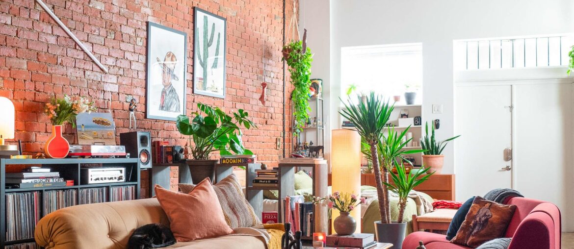 Exposed brick wall loft in a 1920s building, Dallas, Texas [1920x2400]