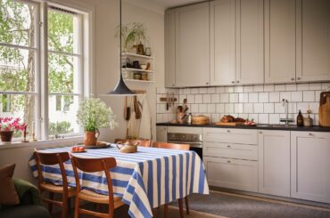 Kitchen and dining space in two-room apartment, Stora Essingen island, Kungsholmen, central Stockholm, Sweden [2200x1650]