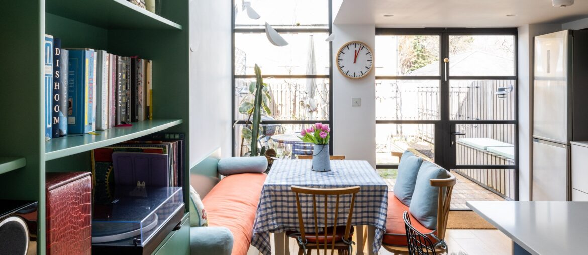 Kitchen and dining extension opening up to the rear garden added to a Victorian cottage, Peckham, Southwark, southeast London, UK [2400x1600]