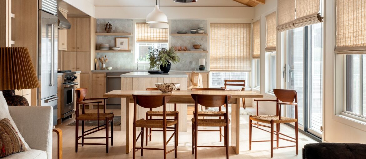 Kitchen and dining space in a beach house overlooking the Oregon Coast, Manzanita, Tillamook County, Oregon [2231x1500]
