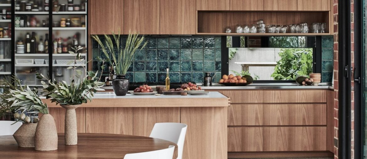 Linear skylight in the kitchen and dining space of a renovated 1970s home, Kew, Melbourne, Victoria, Australia [1333x2000]