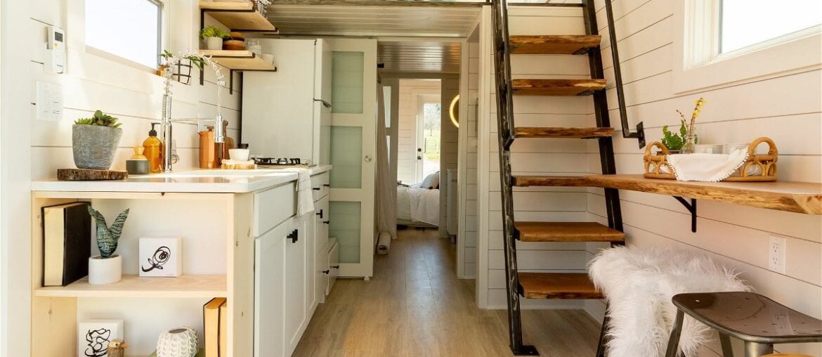 Interior of the "Lena" tiny house in Greer, South Carolina [1200 × 1006]