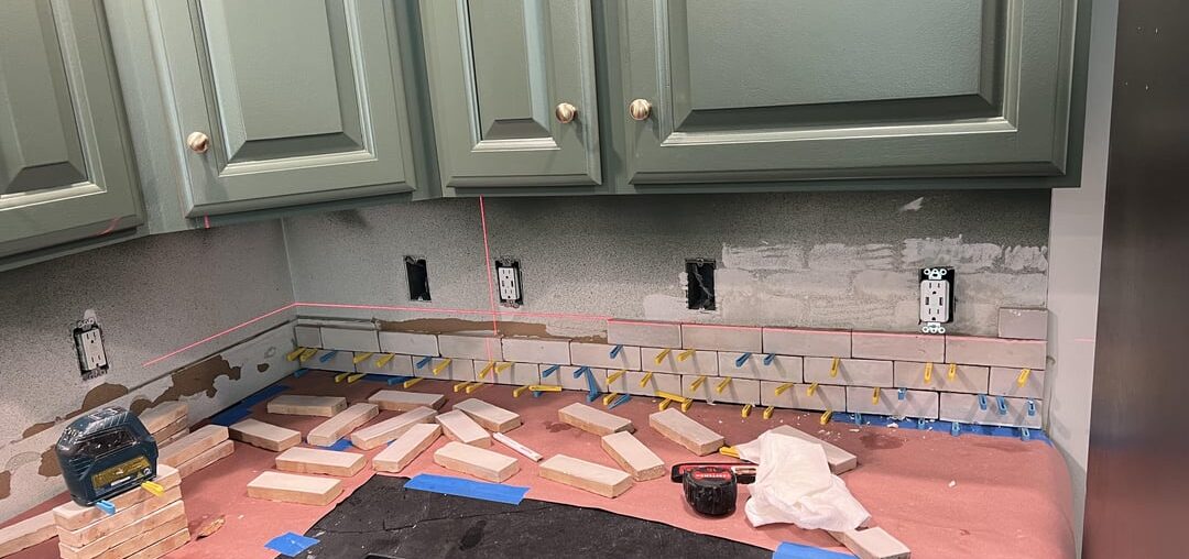 Finally our backsplash is going in. Hopefully a reveal coming next week.
