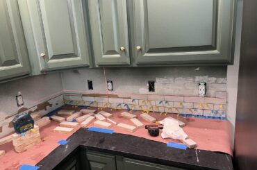 Finally our backsplash is going in. Hopefully a reveal coming next week.