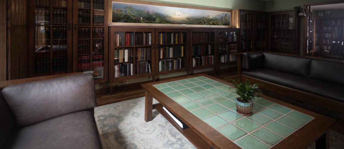 Turned our living and dining room into a library and office. [6720x4283]