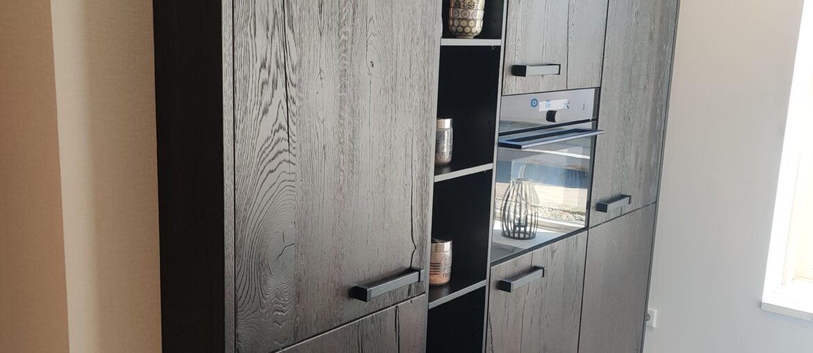 Cabinets partly in the wall