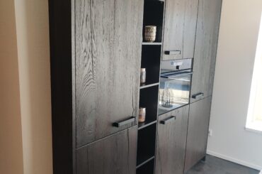 Cabinets partly in the wall