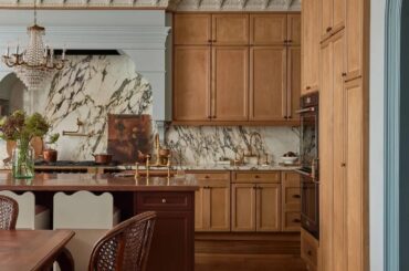 Marble backsplash kitchen with intricate crown molding in a Toronto home, Midtown, Toronto, Ontario, Canada
