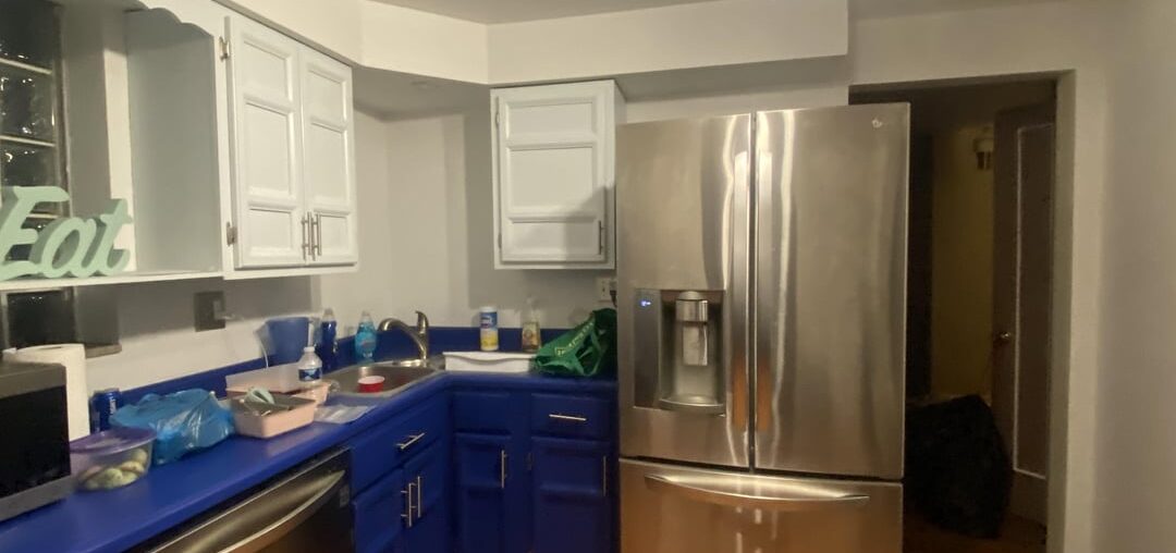 Before and current progress of our kitchen remodel