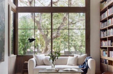 Home library with garden views in a residence next to Zilker Park, Austin, Texas [1140x1500]
