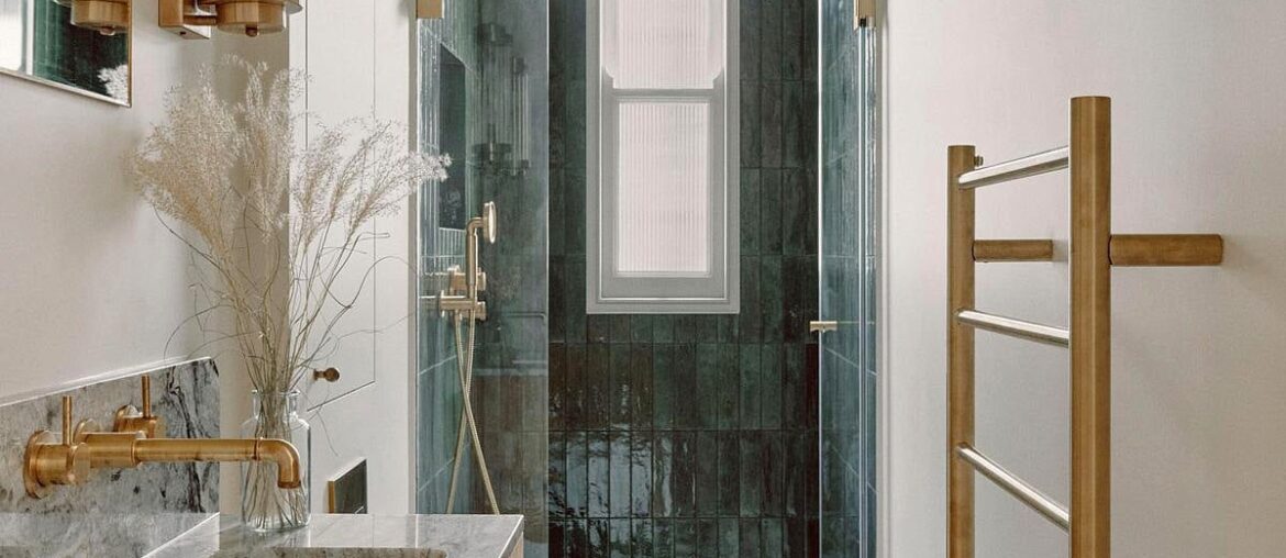 Tiled shower in a two bedroom apartment, Maida Vale, West London, UK [1200x1600]