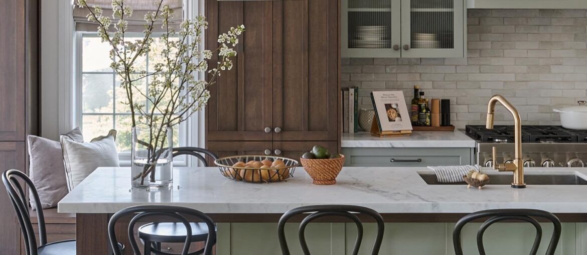 Checkered floor kitchen and dining space in an Ontario home, Canada [1440x1800]