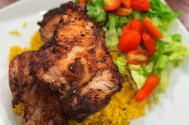 Riz au cumin et curcuma. Cuisses de poulet désossées et cuites Sousvide.