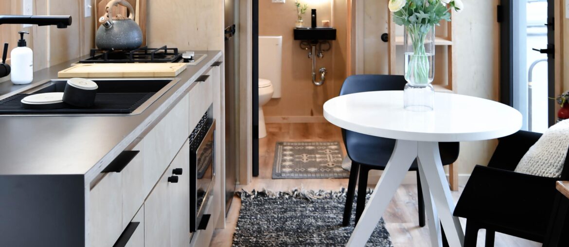 Tiny house kitchen and dining room in Eugene, OR [3712 × 5568]