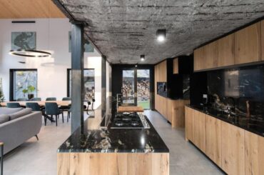 Kitchen inside of barn preserved and renovated into a single family home. Poland