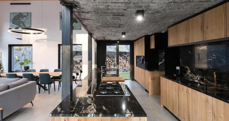 Kitchen inside of barn preserved and renovated into a single family home. Poland Kitchen inside of barn preserved and renovated into a single family home. Poland