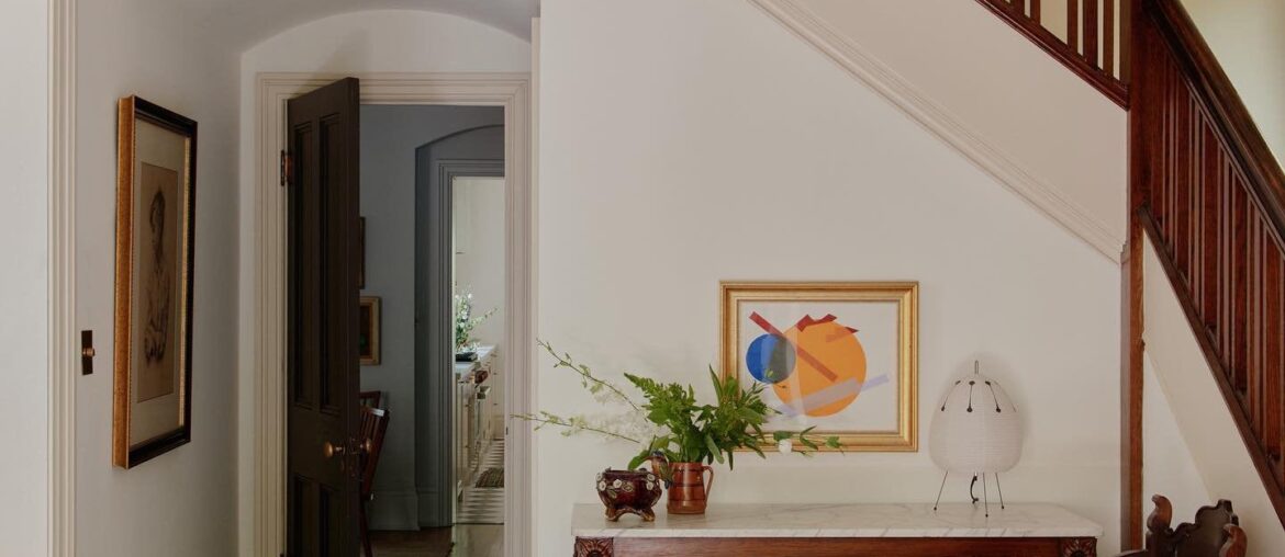 Checkered floor foyer in a renovated 1888 Tudor residence, Rosedale, central Toronto, Canada [1440x1800]