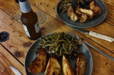 Céleri rave au four avec haricots verts poêlés. C'était délicieux