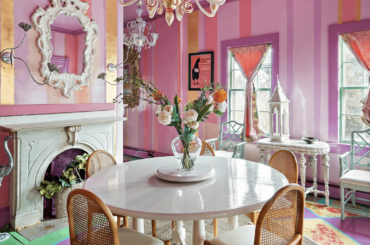 English countryside inspired dining room inside pink house [91544 × 1038] Somerville, MA