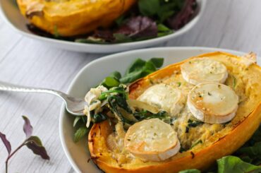 Courge spaghetti aux épinards et fromage de chèvre