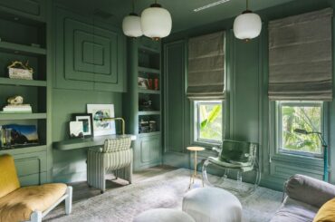 Card Room Green (Farrow & Ball) Office by Gillian Segal Design, Palm Beach, FL [2048 x 1365]