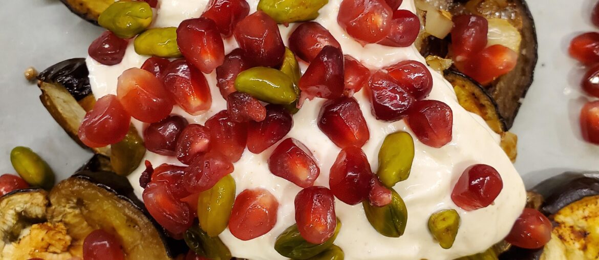 Aubergines rôties avec sauce curry et grenades 😋