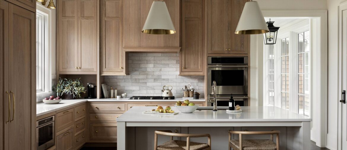 White oak cabinetry kitchen with marble tile backsplash in a Nashville home, Tennessee [6713x4475]
