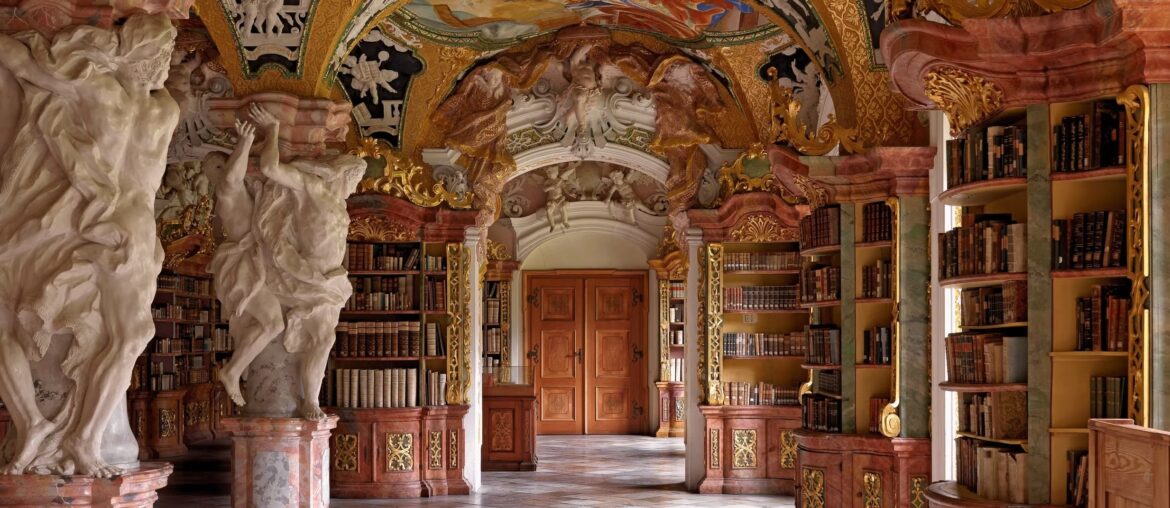 Baroque Library of Metten Abbey [2467 x 1850]